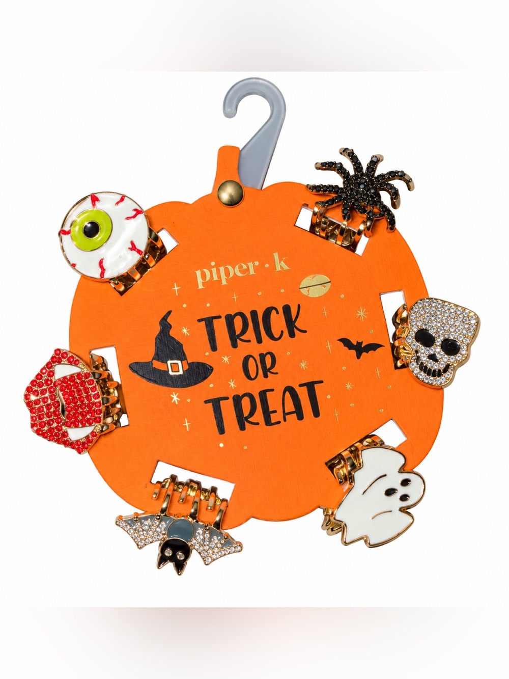 Piper K Halloween Hair Clips 6pc Rhinestone Spooky Set NWT